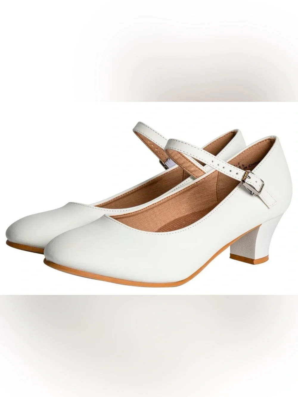 Dynadans White Vegan Leather Mary Jane Pumps Size 9